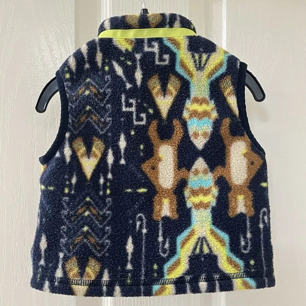 Patagonia Synchilla Fleece Vest Bear Fish Camping Print Baby Size 6-12 Months